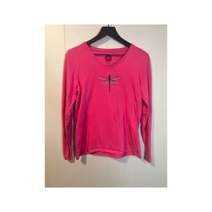 Life Is Good Dragonfly Pink Long Sleeve Top Women’s Medium